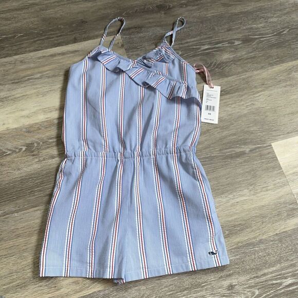 Vineyard Vines Girls Firework Seersucker Romper Size XS - Picture 1 of 9